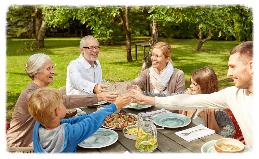 Family gathering for picnic