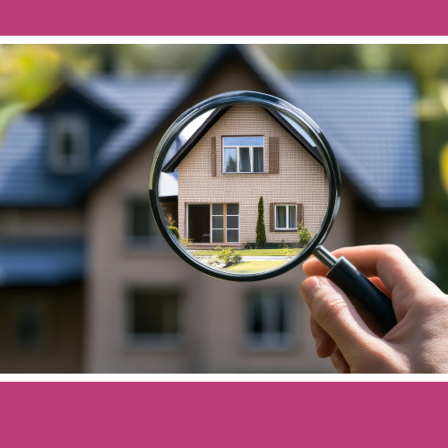 A magnifying glass being held up to view a home through it