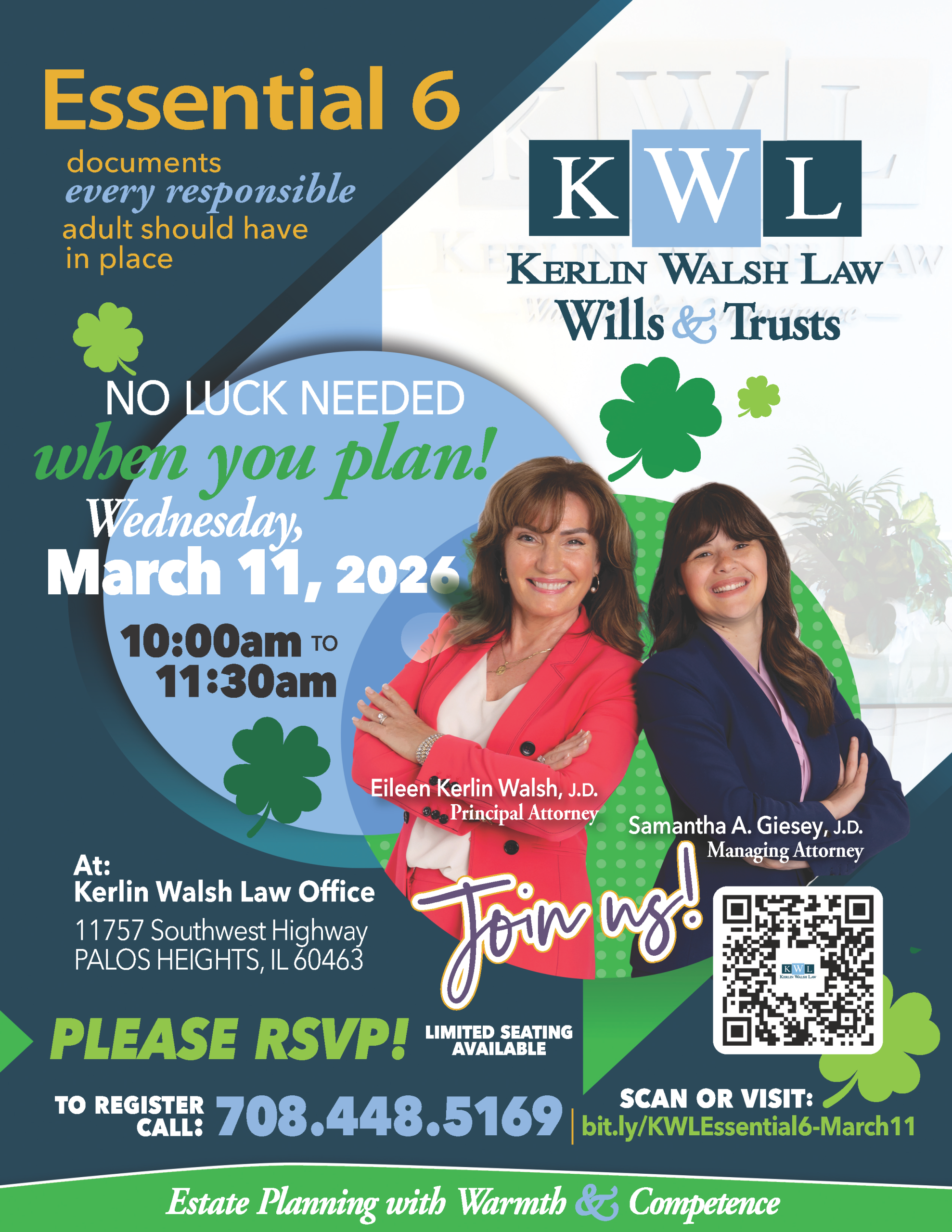 Kerlin Walsh Law Essential 6 Event - No Luck Needed When You Plan - March 11 - 10am to 11:30am
