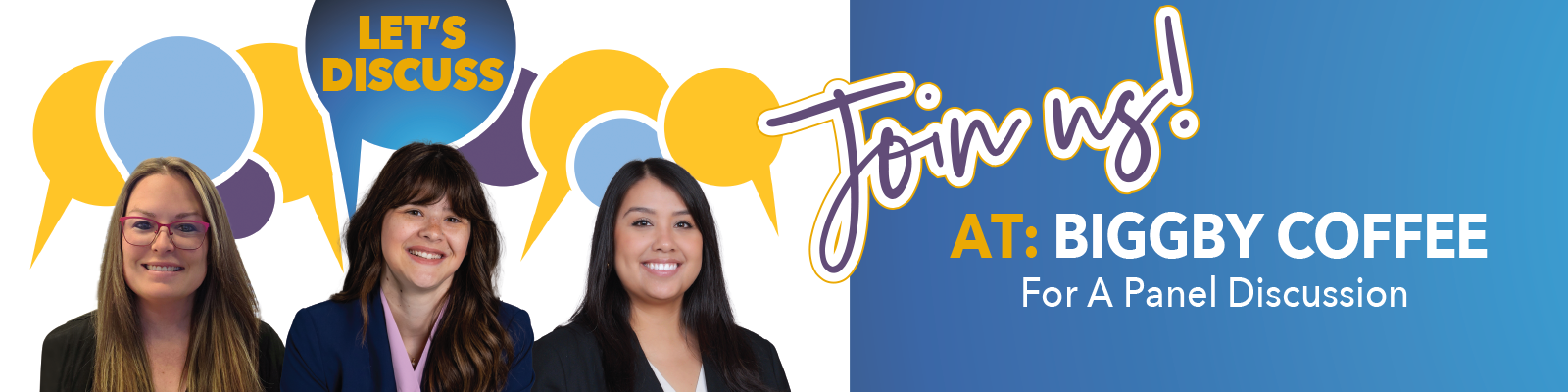 Complimentary Panel Event for small businesses at Biggby Coffee on June 2 form 6pm to 7pm. Panel includes Amanda M. Reyelts, Certified Accountant, Samantha A. Giesey, Managing Attorney, Kerlin Walsh Law, and Marisa Gutierrez, Financial Advisor, Edward Jones.
