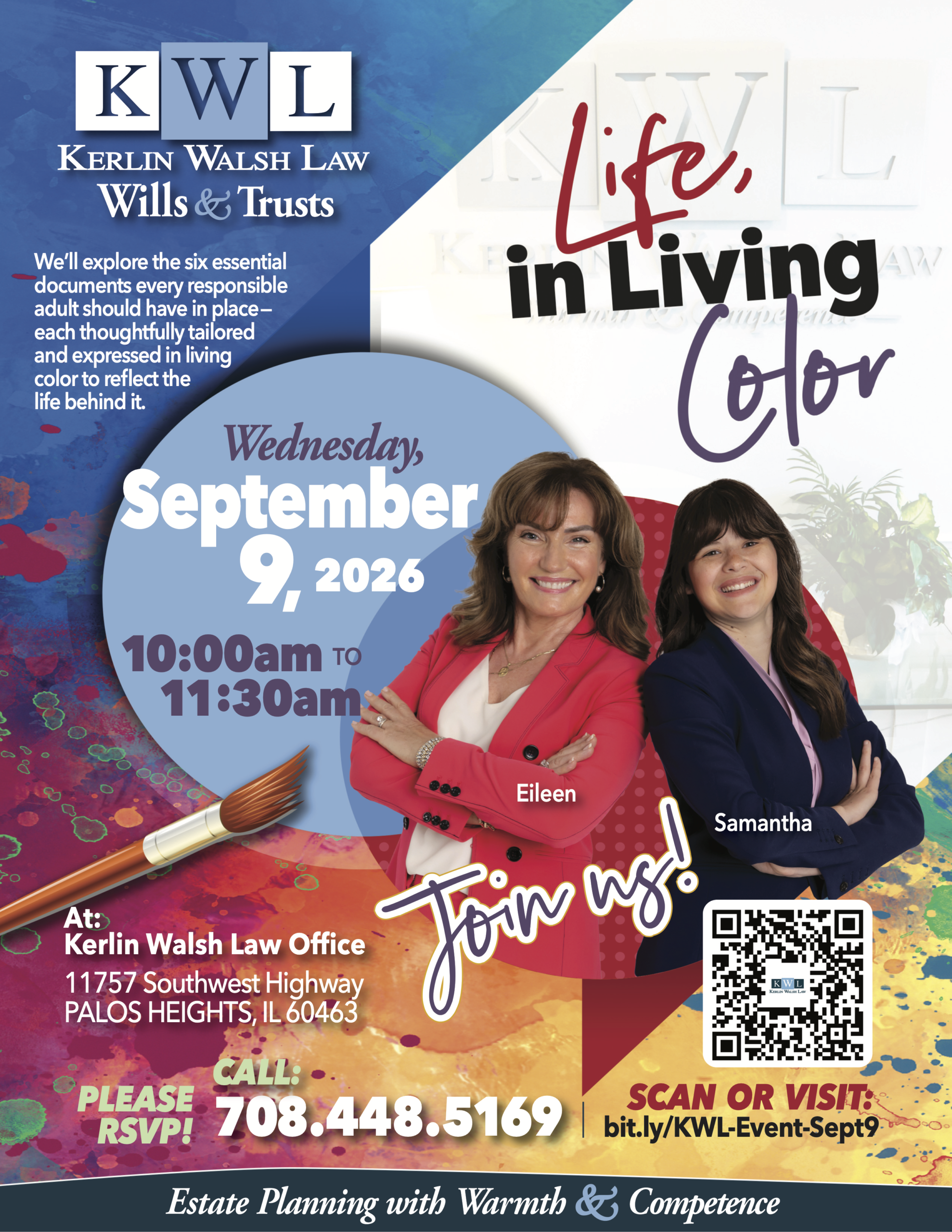 Come to Kerlin Walsh Law office on Wednesday, September 9, from 10am-11:30am for Life, in Living Color, an Essential 6 Presentation