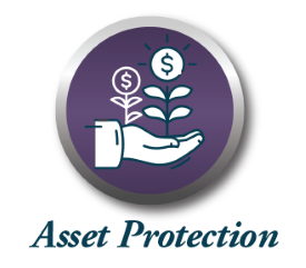 Illustration of a hand with money growing like a plant being held in the palm to symbolize asset protection