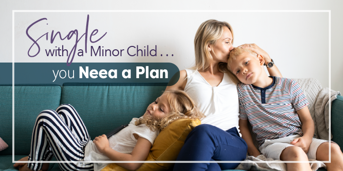 Mother sitting on couch relaxing with her two kids. Single With Minor Child - You Need A Plan.