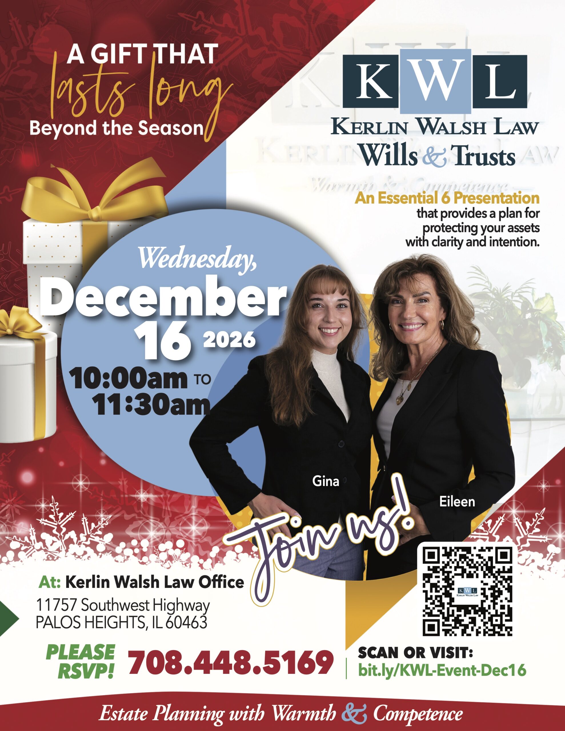 KWL Essential Six Flyer_Dec16_2026 a gift that lasts long beyond the season Essential 6 Presentation that provides a plan for protecting your assets with clarity and intention. December 16 from 10am to 11:30am